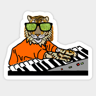 Cool Tiger With Glasses Makes Music Sticker